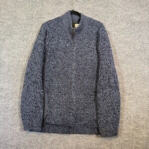 L.L.Bean 100% Lambs Wool Sweater Cardigan Mens XL Tall Blue Fleece Lined Zip Up